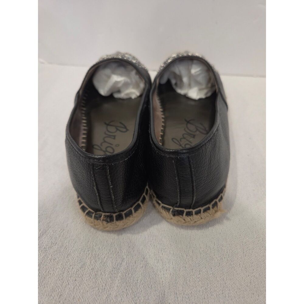 Brighton Jett Women's Black Pebbled Leather Silver Stud Detail Espadrilles Sz 9 - Picture 5 of 8